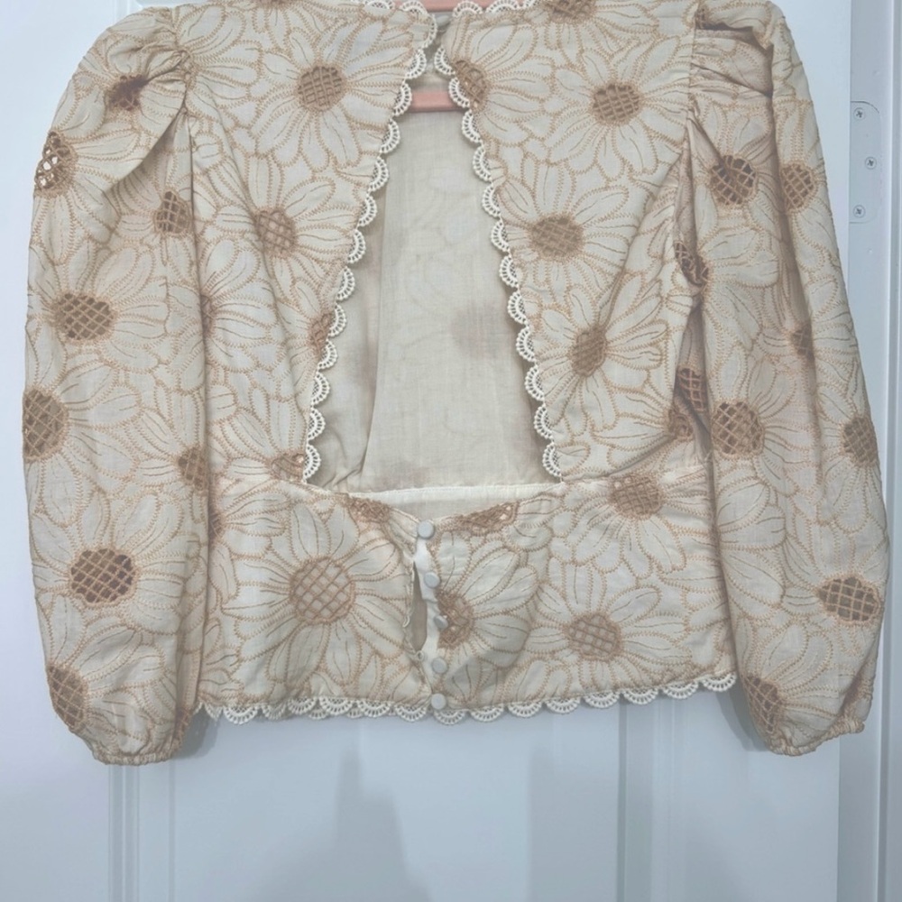 Express Cream Puff Sleeve Floral Blouse